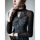 Hollow Knot Letter Print Split-Joint Long Sleeves Skinny Mock Neck T-Shirts Tops Hollow Knot Letter Print Split-Joint Long Sleeves Skinny Mock Neck T-Shirts Tops