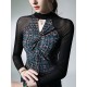 Hollow Knot Letter Print Split-Joint Long Sleeves Skinny Mock Neck T-Shirts Tops Hollow Knot Letter Print Split-Joint Long Sleeves Skinny Mock Neck T-Shirts Tops