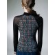 Hollow Knot Letter Print Split-Joint Long Sleeves Skinny Mock Neck T-Shirts Tops Hollow Knot Letter Print Split-Joint Long Sleeves Skinny Mock Neck T-Shirts Tops