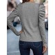 Buttoned Pleated Bishop Sleeve Long Sleeves Round-neck T-Shirts Tops Buttoned Pleated Bishop Sleeve Long Sleeves Round-neck T-Shirts Tops