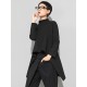 Black Zipper Long Sleeves Swallow-Tailed T-Shirt Black Zipper Long Sleeves Swallow-Tailed T-Shirt