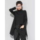 Black Zipper Long Sleeves Swallow-Tailed T-Shirt Black Zipper Long Sleeves Swallow-Tailed T-Shirt