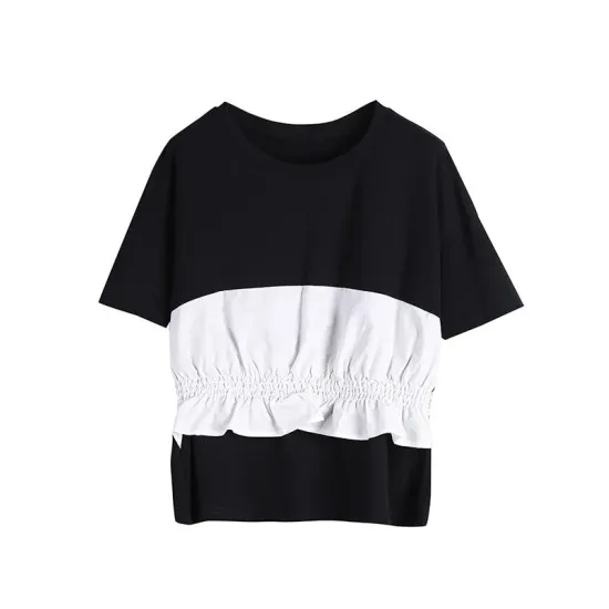 Original Falbala Split-Joint T-Shirts Tops Original Falbala Split-Joint T-Shirts Tops