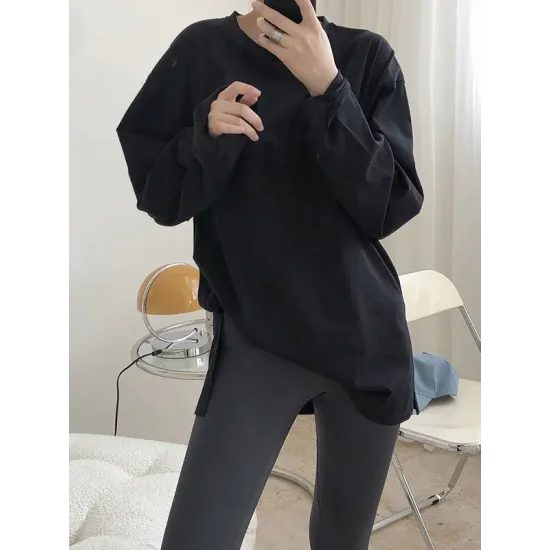 Original Solid Long Sleeve T-Shirts Tops Original Solid Long Sleeve T-Shirts Tops