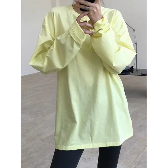 Original Solid Long Sleeve T-Shirts Tops Original Solid Long Sleeve T-Shirts Tops