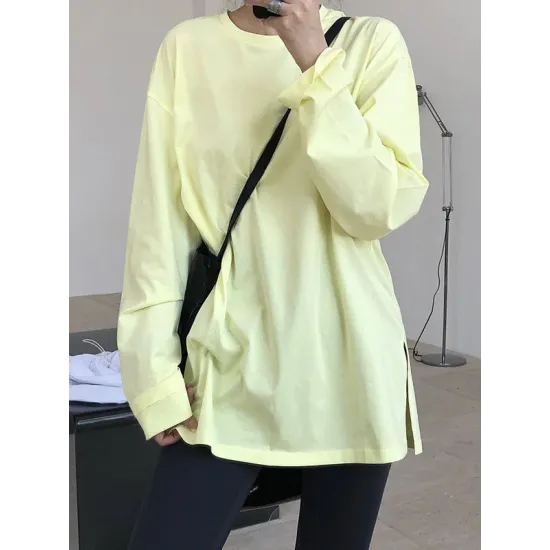Original Solid Long Sleeve T-Shirts Tops Original Solid Long Sleeve T-Shirts Tops