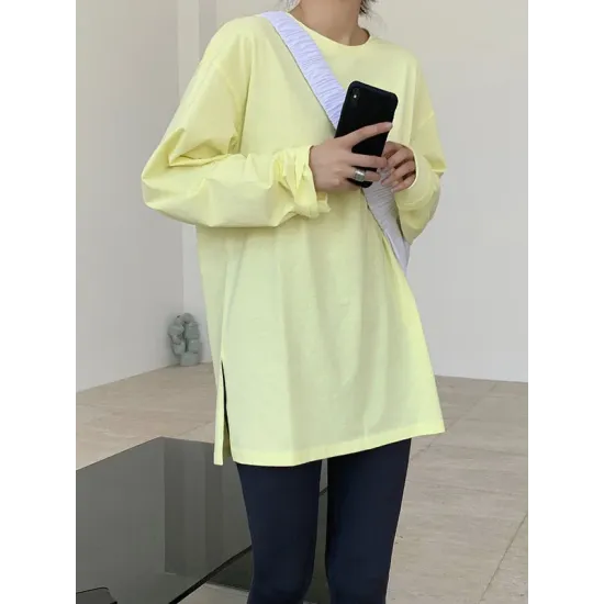 Original Solid Long Sleeve T-Shirts Tops Original Solid Long Sleeve T-Shirts Tops