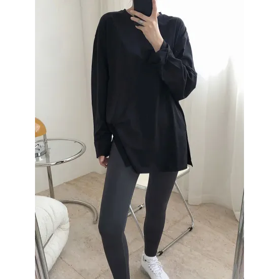Original Solid Long Sleeve T-Shirts Tops Original Solid Long Sleeve T-Shirts Tops