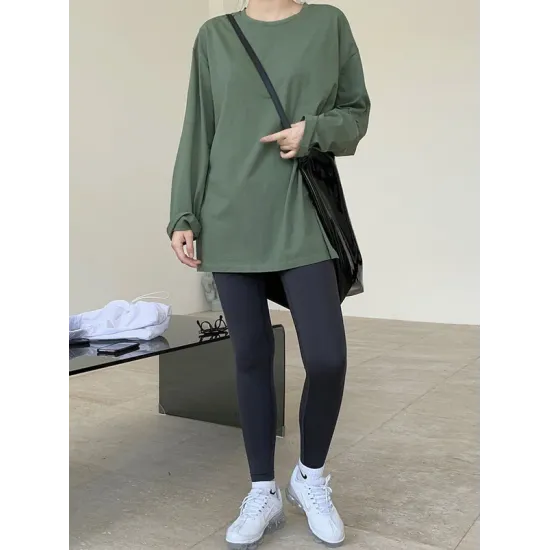 Original Solid Long Sleeve T-Shirts Tops Original Solid Long Sleeve T-Shirts Tops