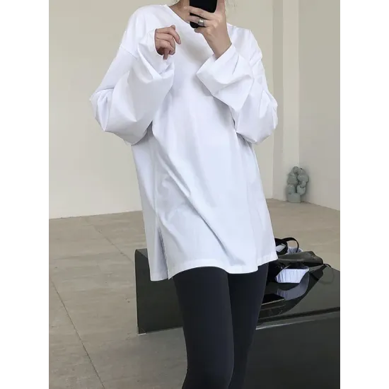Original Solid Long Sleeve T-Shirts Tops Original Solid Long Sleeve T-Shirts Tops