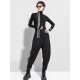 Black Printed High-Neck Long Sleeve T-Shirt Black Printed High-Neck Long Sleeve T-Shirt