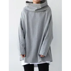 Urban Black&Gray High-Neck Long Sleeve Oversize T-Shirt