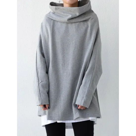 Urban Black&Gray High-Neck Long Sleeve Oversize T-Shirt Urban Black&Gray High-Neck Long Sleeve Oversize T-Shirt