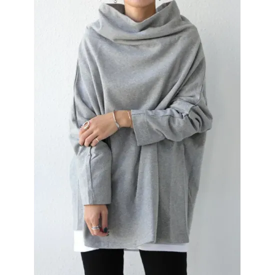 Urban Black&Gray High-Neck Long Sleeve Oversize T-Shirt Urban Black&Gray High-Neck Long Sleeve Oversize T-Shirt