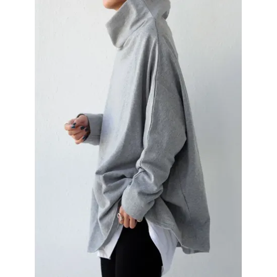 Urban Black&Gray High-Neck Long Sleeve Oversize T-Shirt Urban Black&Gray High-Neck Long Sleeve Oversize T-Shirt