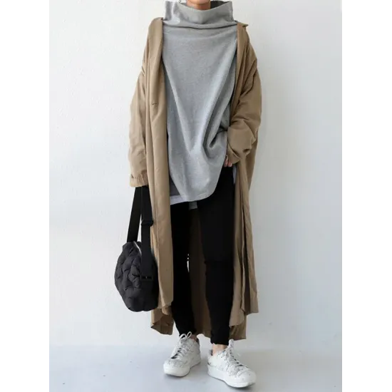 Urban Black&Gray High-Neck Long Sleeve Oversize T-Shirt Urban Black&Gray High-Neck Long Sleeve Oversize T-Shirt