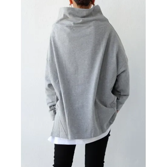 Urban Black&Gray High-Neck Long Sleeve Oversize T-Shirt Urban Black&Gray High-Neck Long Sleeve Oversize T-Shirt