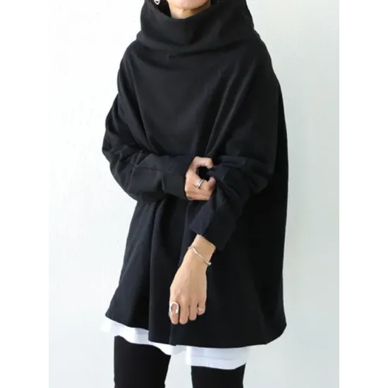 Urban Black&Gray High-Neck Long Sleeve Oversize T-Shirt Urban Black&Gray High-Neck Long Sleeve Oversize T-Shirt