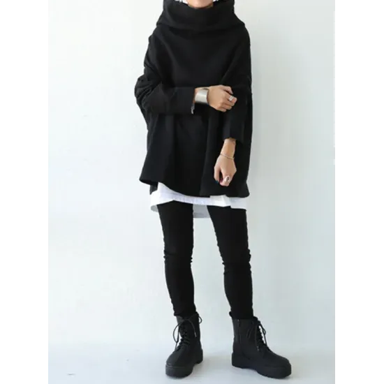 Urban Black&Gray High-Neck Long Sleeve Oversize T-Shirt Urban Black&Gray High-Neck Long Sleeve Oversize T-Shirt