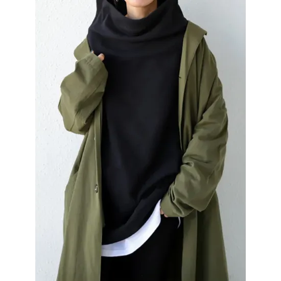 Urban Black&Gray High-Neck Long Sleeve Oversize T-Shirt Urban Black&Gray High-Neck Long Sleeve Oversize T-Shirt
