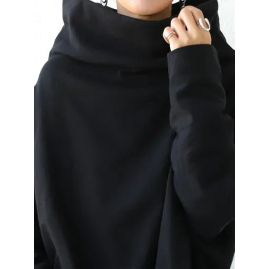 Urban Black&Gray High-Neck Long Sleeve Oversize T-Shirt Urban Black&Gray High-Neck Long Sleeve Oversize T-Shirt