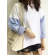 Striped Split-Joint Plus Size Loose Long Sleeve Shirt Tops Striped Split-Joint Plus Size Loose Long Sleeve Shirt Tops