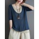 Artistic False Two Loose Ramie Cotton Half Sleeve Shirt Artistic False Two Loose Ramie Cotton Half Sleeve Shirt