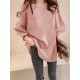 Casual Loose Puff Sleeve Round-Neck T-Shirts Tops Casual Loose Puff Sleeve Round-Neck T-Shirts Tops