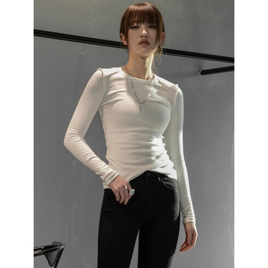 Simple Solid Color Round-Neck Long Sleeves T-Shirt Simple Solid Color Round-Neck Long Sleeves T-Shirt