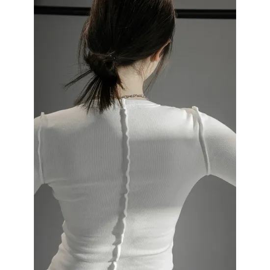 Simple Solid Color Round-Neck Long Sleeves T-Shirt Simple Solid Color Round-Neck Long Sleeves T-Shirt