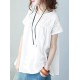 Vintage Solid Color Split-Joint Pleated Embroidered Hollow Lace Round-Neck Short Sleeves T-Shirt Vintage Solid Color Split-Joint Pleated Embroidered Hollow Lace Round-Neck Short Sleeves T-Shirt