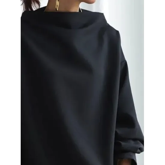 Casual Solid Color High-Neck Long Sleeves T-Shirt Casual Solid Color High-Neck Long Sleeves T-Shirt