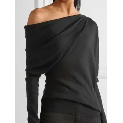 Urban Asymmetric One-Shoulder Long Sleeves T-Shirt Top