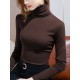 Simple 9 Colors High-Neck Long Sleeves T-Shirt Top Simple 9 Colors High-Neck Long Sleeves T-Shirt Top