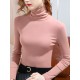Simple 9 Colors High-Neck Long Sleeves T-Shirt Top Simple 9 Colors High-Neck Long Sleeves T-Shirt Top