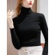 Simple 9 Colors High-Neck Long Sleeves T-Shirt Top Simple 9 Colors High-Neck Long Sleeves T-Shirt Top