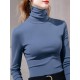 Simple 9 Colors High-Neck Long Sleeves T-Shirt Top Simple 9 Colors High-Neck Long Sleeves T-Shirt Top