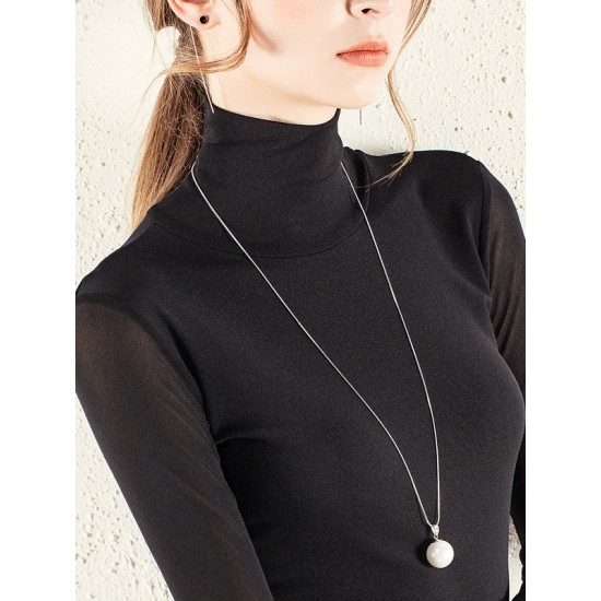 13 Colors High-Neck Solid Color Long Sleeves T-Shirt Top 13 Colors High-Neck Solid Color Long Sleeves T-Shirt Top