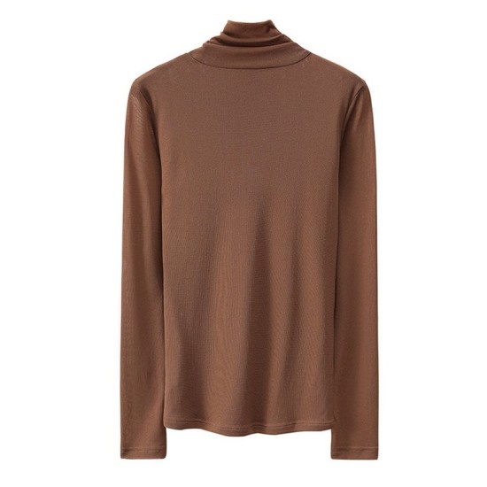 13 Colors High-Neck Solid Color Long Sleeves T-Shirt Top 13 Colors High-Neck Solid Color Long Sleeves T-Shirt Top
