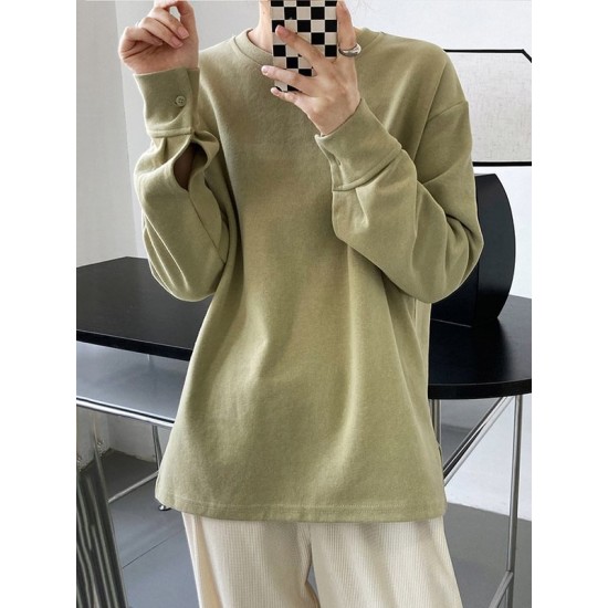 3 Colors Loose Casual Solid Color Split-Side T-Shirt Top 3 Colors Loose Casual Solid Color Split-Side T-Shirt Top