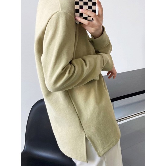 3 Colors Loose Casual Solid Color Split-Side T-Shirt Top 3 Colors Loose Casual Solid Color Split-Side T-Shirt Top