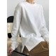 3 Colors Loose Casual Solid Color Split-Side T-Shirt Top 3 Colors Loose Casual Solid Color Split-Side T-Shirt Top