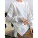 3 Colors Loose Casual Solid Color Split-Side T-Shirt Top 3 Colors Loose Casual Solid Color Split-Side T-Shirt Top