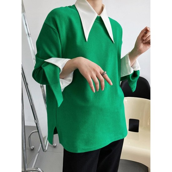 3 Colors Loose Casual Solid Color Split-Side T-Shirt Top 3 Colors Loose Casual Solid Color Split-Side T-Shirt Top