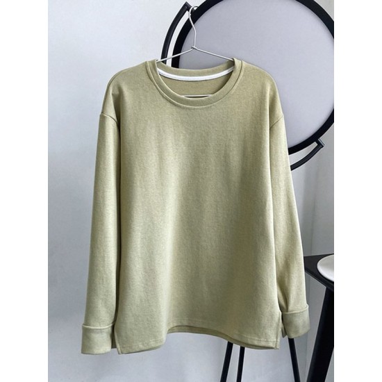 3 Colors Loose Casual Solid Color Split-Side T-Shirt Top 3 Colors Loose Casual Solid Color Split-Side T-Shirt Top