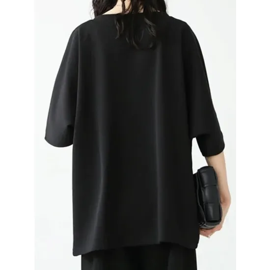 Contrast Color Batwing Sleeves Half Sleeves Round-neck T-Shirts Tops Contrast Color Batwing Sleeves Half Sleeves Round-neck T-Shirts Tops