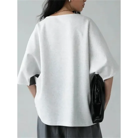 Contrast Color Batwing Sleeves Half Sleeves Round-neck T-Shirts Tops Contrast Color Batwing Sleeves Half Sleeves Round-neck T-Shirts Tops