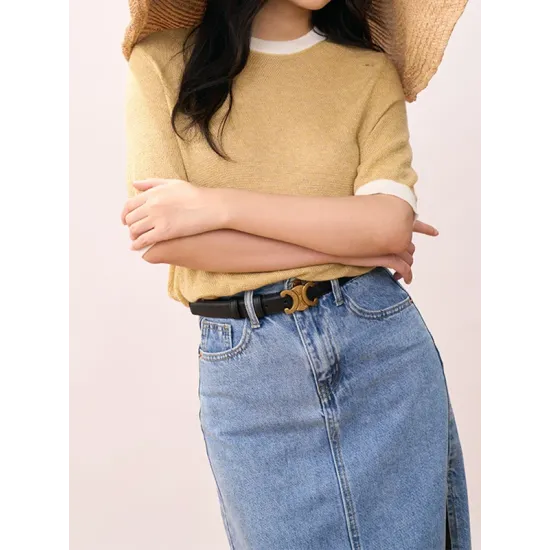 Contrast Color Loose Short Sleeves Round-Neck T-Shirts Contrast Color Loose Short Sleeves Round-Neck T-Shirts