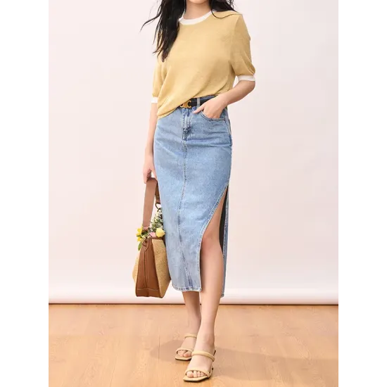 Contrast Color Loose Short Sleeves Round-Neck T-Shirts Contrast Color Loose Short Sleeves Round-Neck T-Shirts