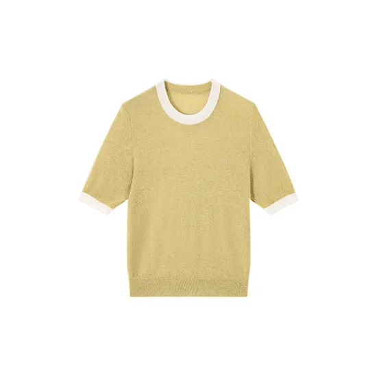 Contrast Color Loose Short Sleeves Round-Neck T-Shirts Contrast Color Loose Short Sleeves Round-Neck T-Shirts